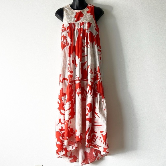 Figue Zaza Embroidered Sleeveless Tiered High-Low Midi Dress - Picture 2 of 14